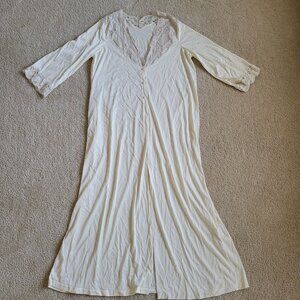 Vintage Montgomery Ward Lace Overlay Duster Robe Ivory L Romantic Cottagecore